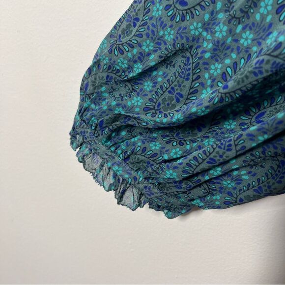 Joie Women's Size 1X Green Blue Pine 100% Silk Asseline Long Sleeve Blouse Top - Picture 6 of 13